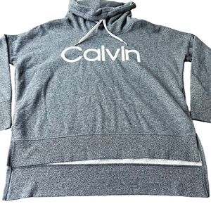 Calvin Klein Printed Spellout Funnel Neck Turtle Neck Pullover Sweatshirt M Med